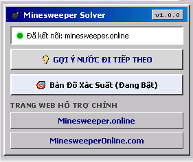 Giao diện Popup điều khiển Minesweeper Solver