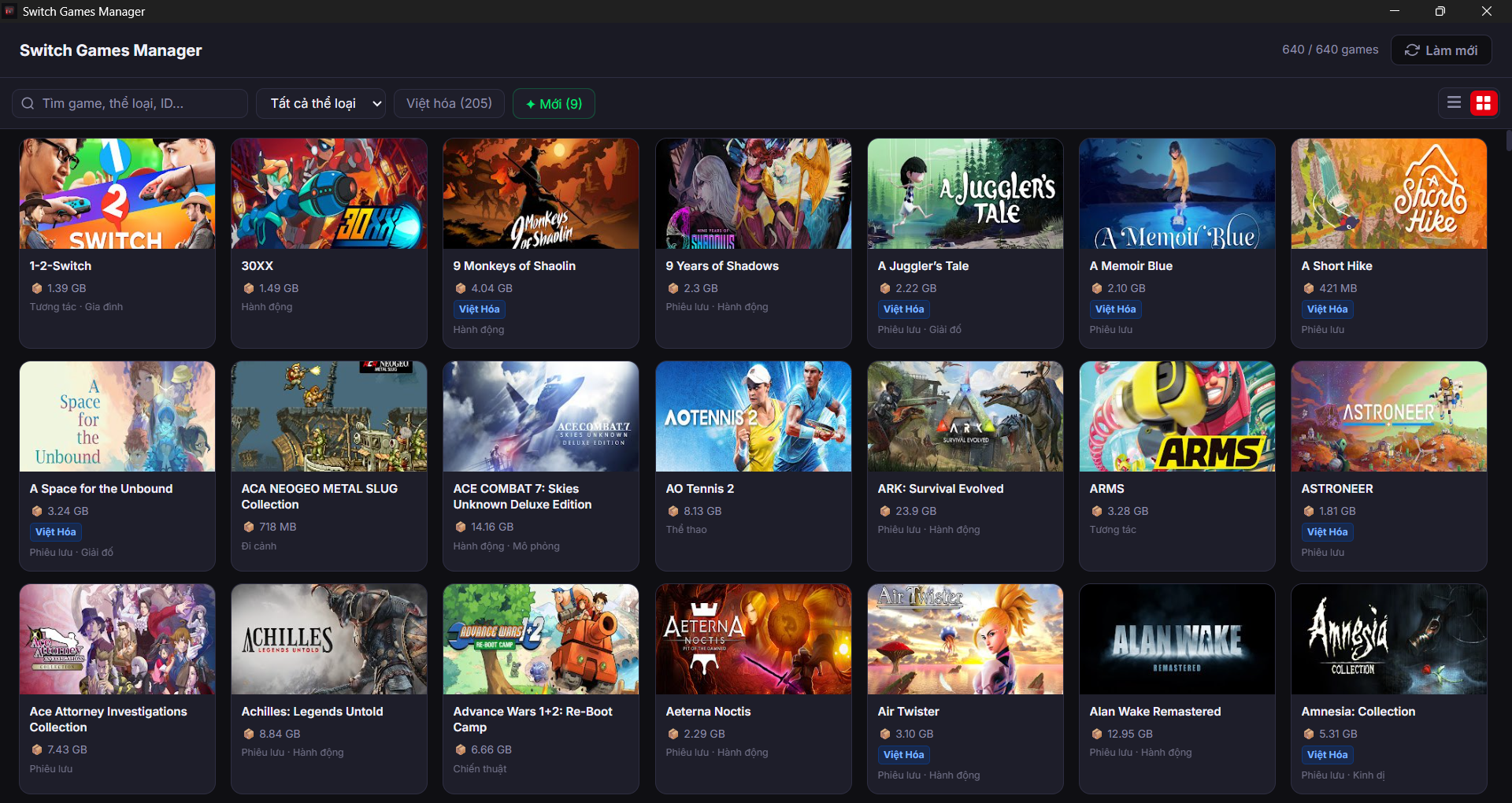 Giao diện Grid View