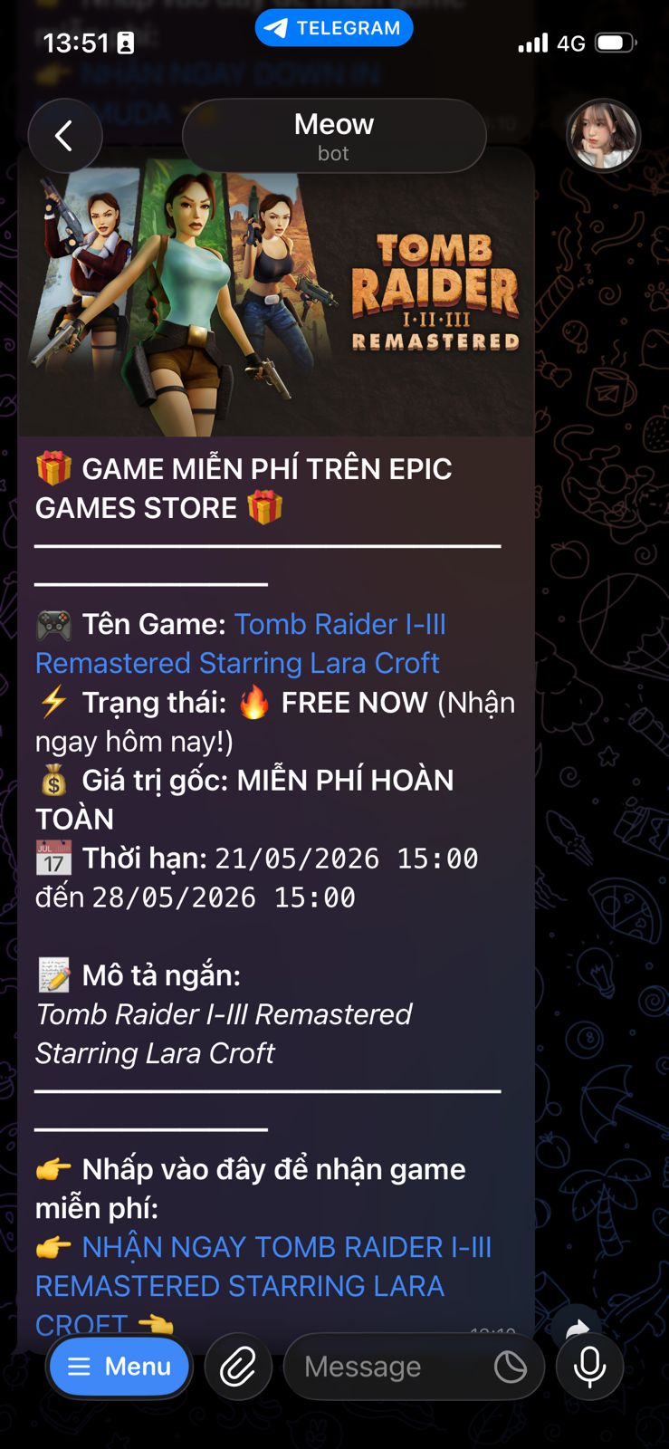 Thông báo game Tomb Raider