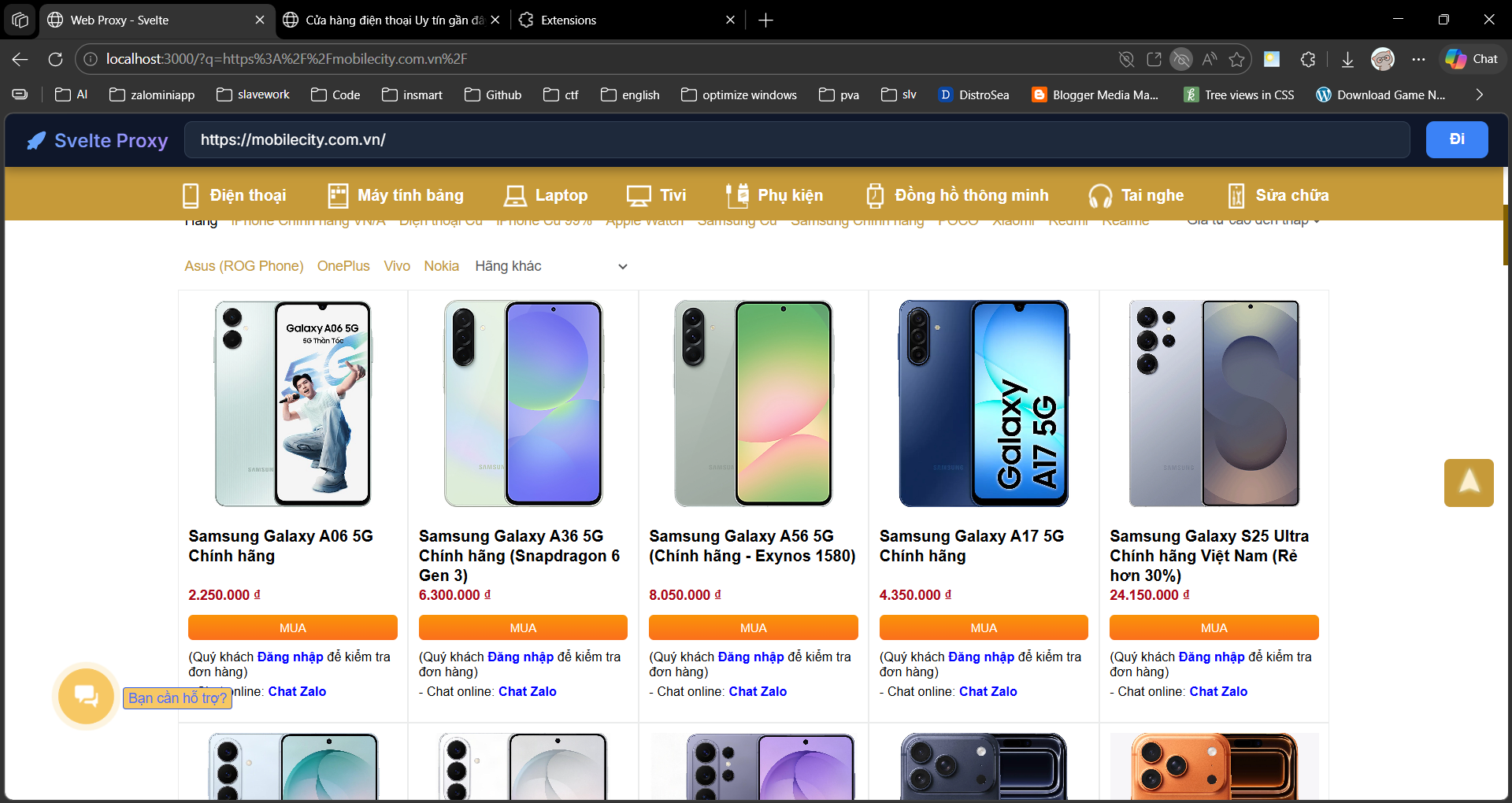 Truy cập MobileCity qua Proxy